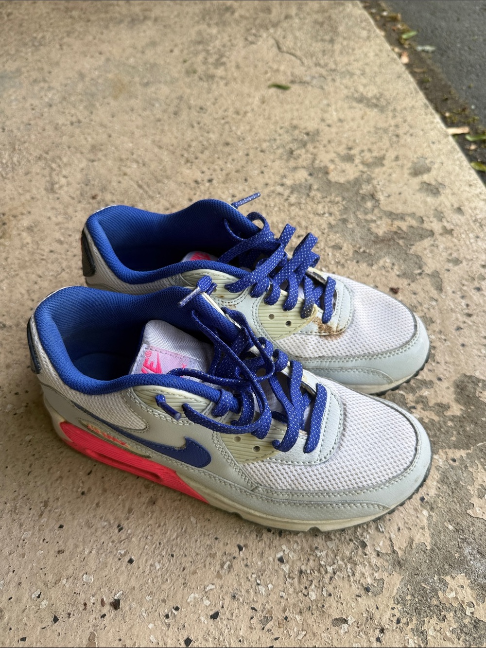 Nike Kids White Sneakers with Blue and Pink Accents